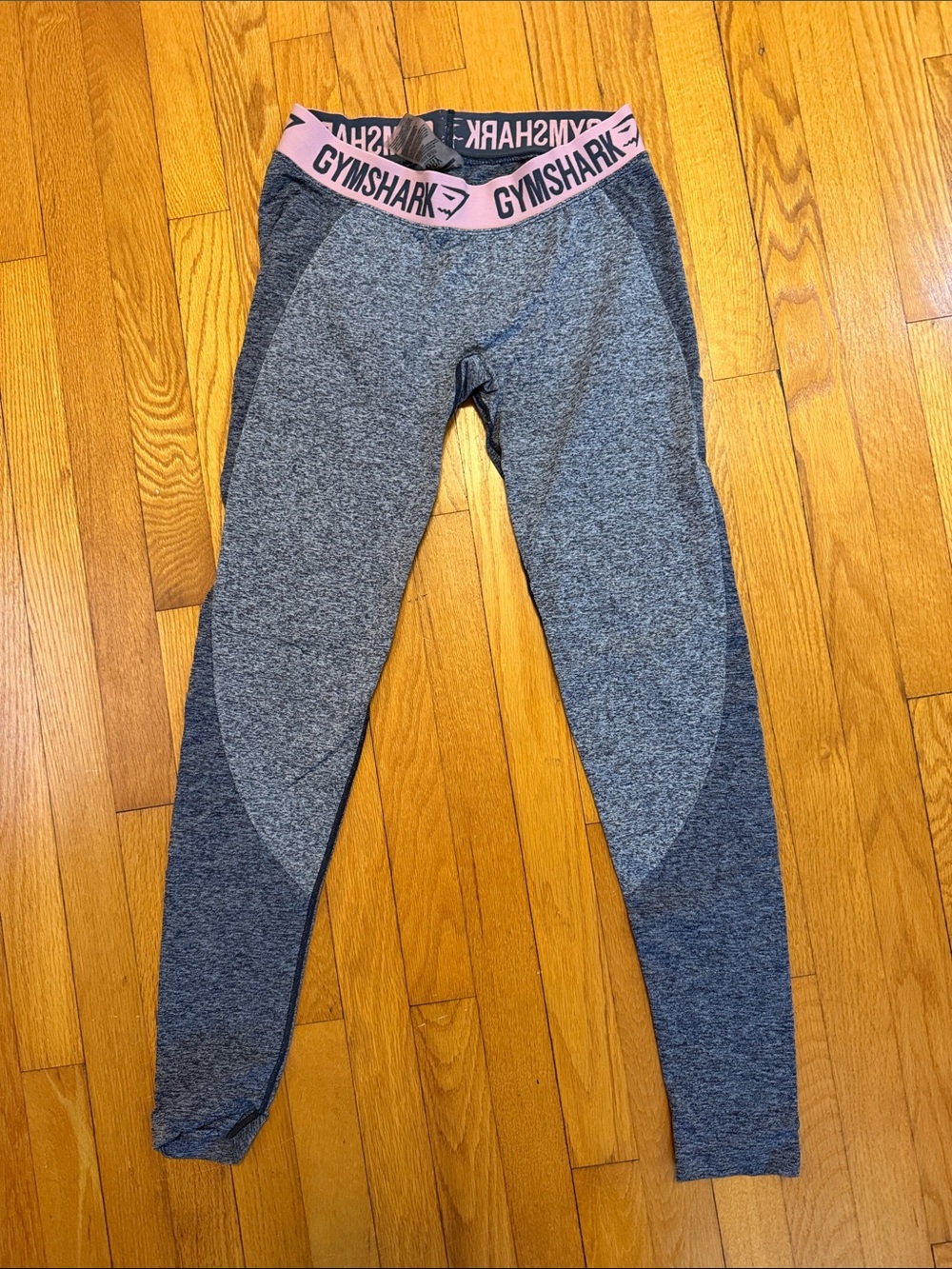 Gymshark Kids Grey Leggings with Pink Logo Waistband